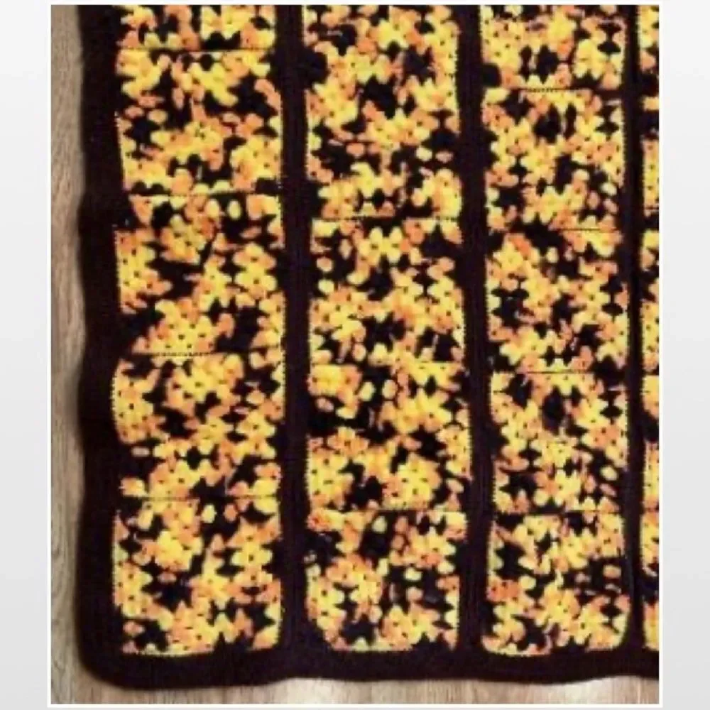 Vintage Hand Crochet Striped Heavier Home Blanket